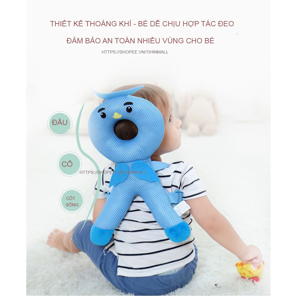 Gối đeo lưng đỡ cổ mùa hè, đỡ đầu Gối Bảo Vệ Đầu Và Lưng Giúp Bé Tập Bò, Tập Đi An Toàn cực