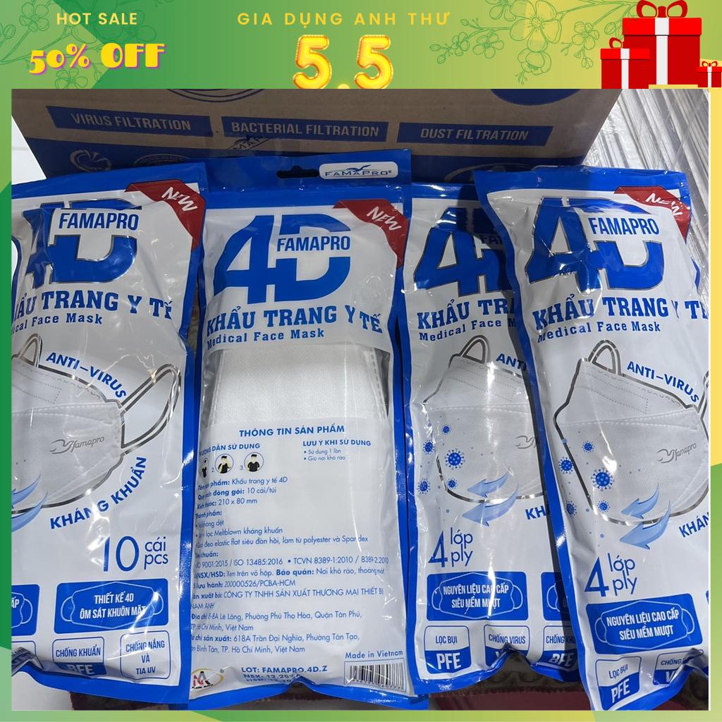 Túi 10 cái Khẩu Trang Cao Cấp Chính Hãng 4D Famapro Nam Anh