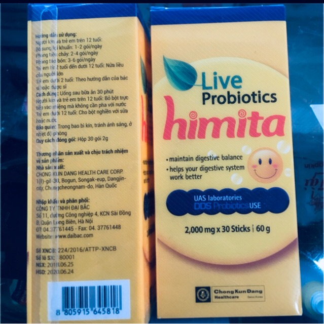 Men vi sinh Himita Probiotic - Hàn Quốc (bổ sung lợi khuẩn, cân bằng hệ vi sinh đường ruột, giúp phòng rối loạn tiêu hoá