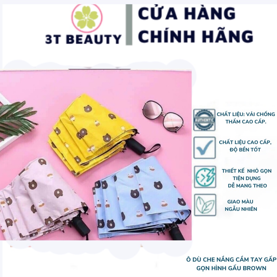 Ô Dù Che Nắng Cầm Tay Gấp Gọn Hình Gấu Brown  Siêu Dễ Thương OG01
