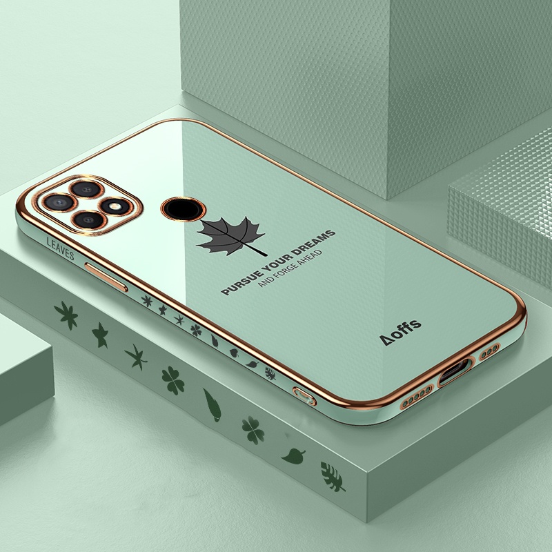 Ốp Điện Thoại Mạ Điện Hình Lá Phong Cho OPPO A15 A15S A54 A16 A94 A53 2020 A3S A5S A7 A12 A52 A92 A5 2020 A9 2020 F7 R&X