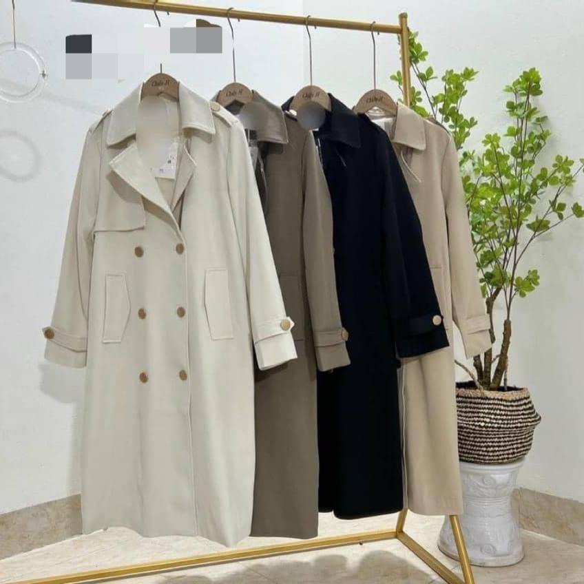 Áo khoác măng tô kaki dáng dài