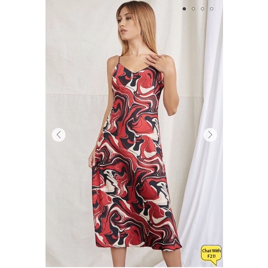 Đầm 2 dây midi F21 dư xịn vải lụa co giãn
