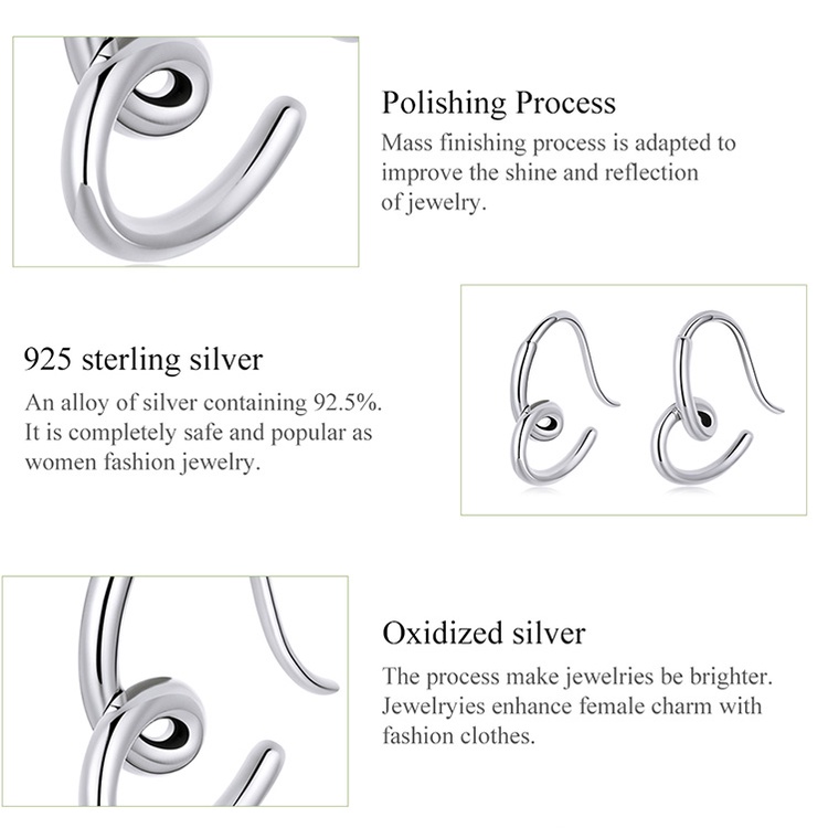 Đôi bông tai Bamoer SCE1333 bằng bạc S925 hình trái tim đơn giản thời trang