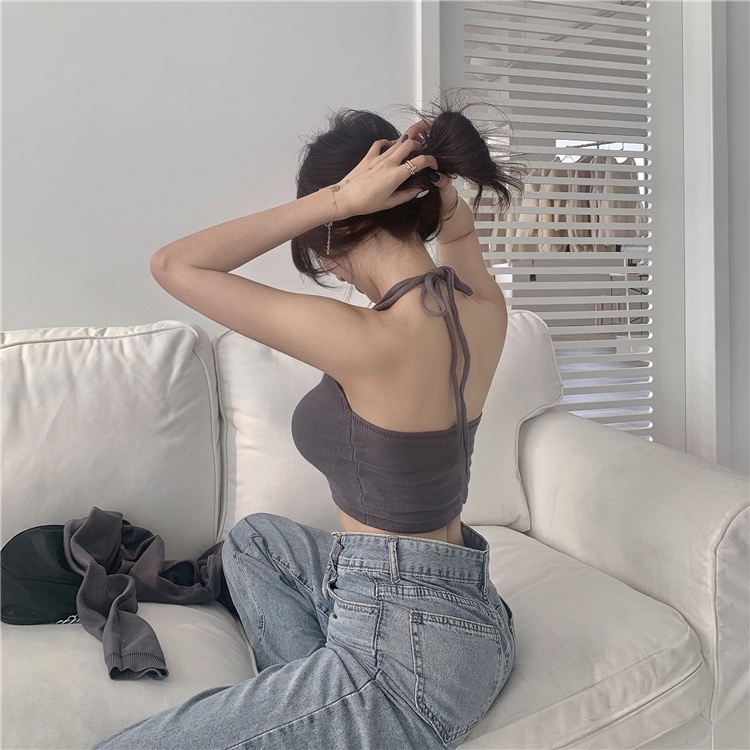 Áo Dệt Kim Hai Dây Dáng Ngắn Thời Trang Trẻ Trung