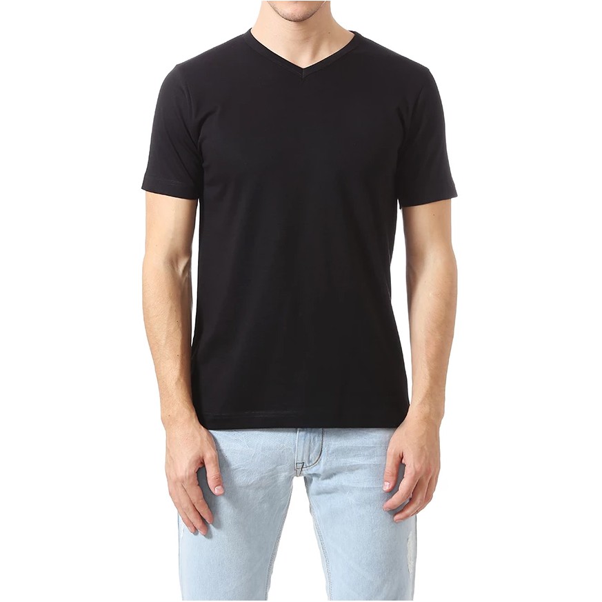 Áo thun nam Voga cổ tim ngắn tay vải thun cotton bốn chiều co dãn, thoáng mát.