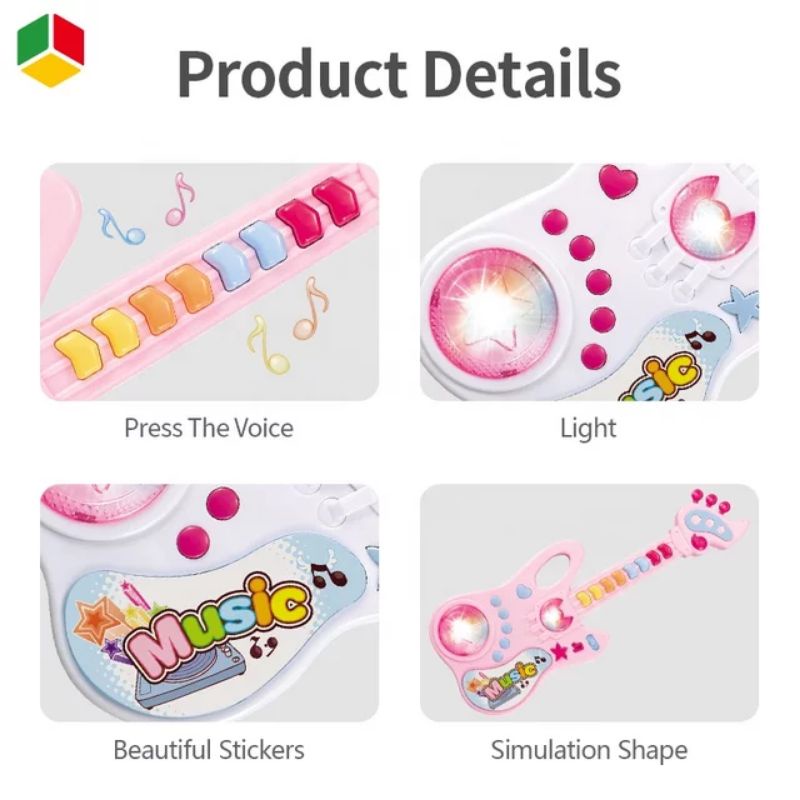 Đàn ghi ta đèn nhạc dễ thương 8 Phím Mô Phỏng Đàn Thật Đàn Ghita Guitar Điện Tử Rockstar Đèn 3D Siêu Sáng Và 8 Phím Nhạc