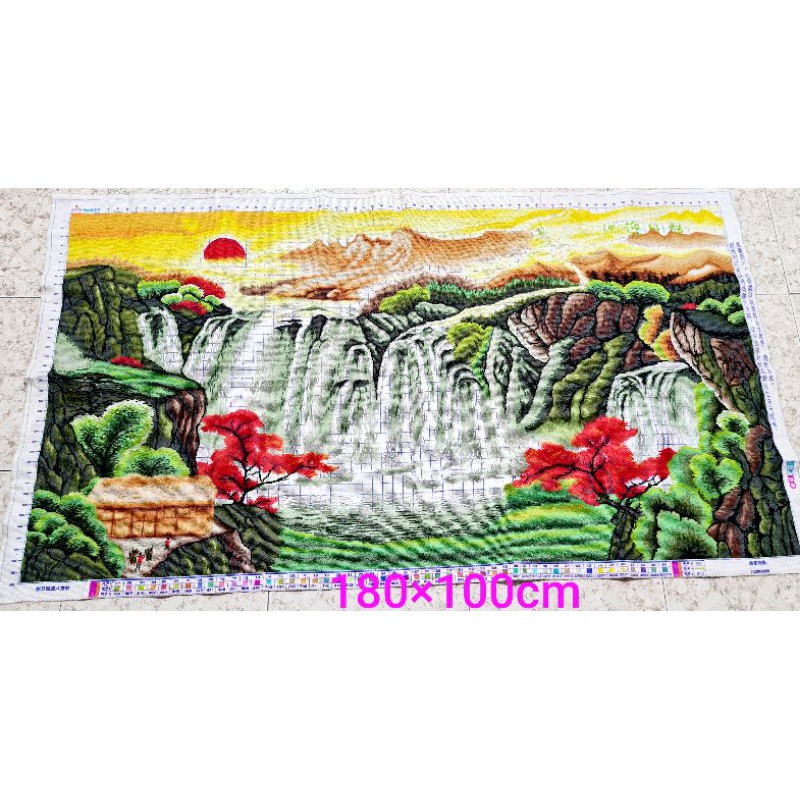 Tranh chữ thập đã thêu Tiền vô như nước 180× 100cm,chỉ cần lên khung