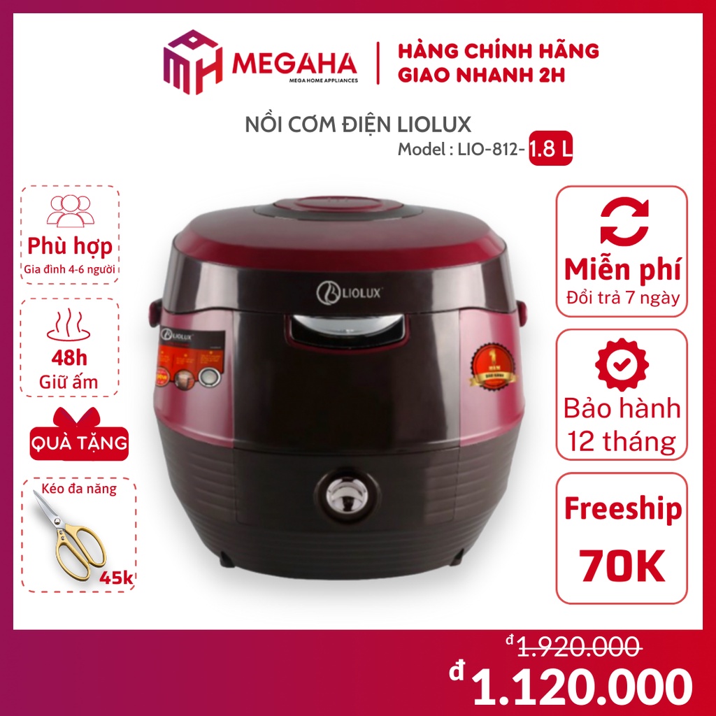 Nồi cơm điện Liolux LIO-812 Dung tích 1.8L - MEGAHA