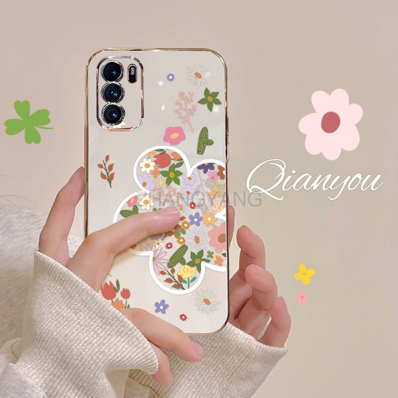 Ốp Điện Thoại TPU Silicone Mạ Điện Hình Hoa Mùa Hè Cho oppo reno 6 4G reno 6 5G reno 7 reno 7 se reno 8