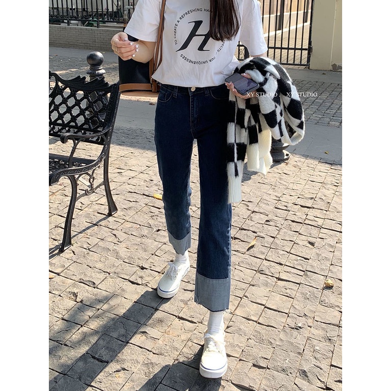 Quần Jean Nữ Màu Sắc Tương Phản