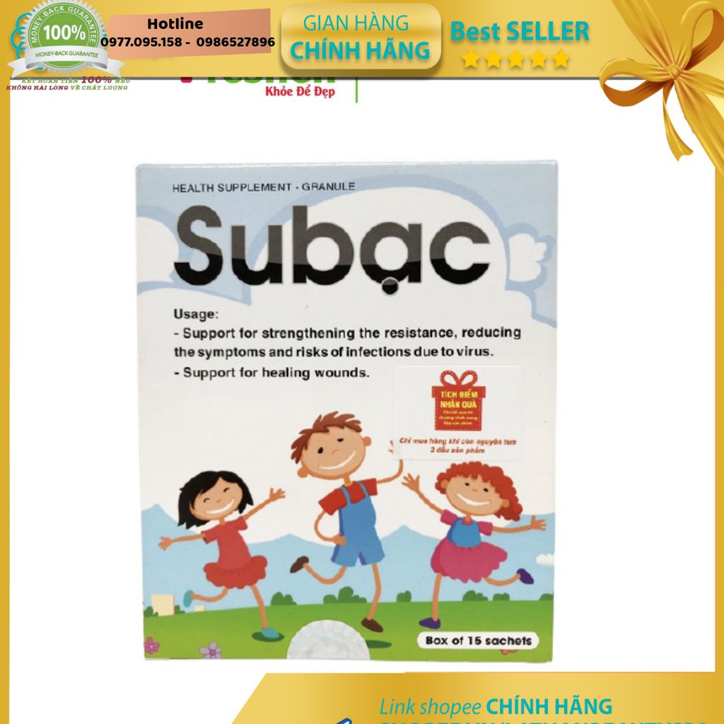 Cốm Su bạc - tăng cường sức đề kháng cho trẻ - Subac tăng miễn dịch cho bé từ lysine, cao lá xoài, vitamin C