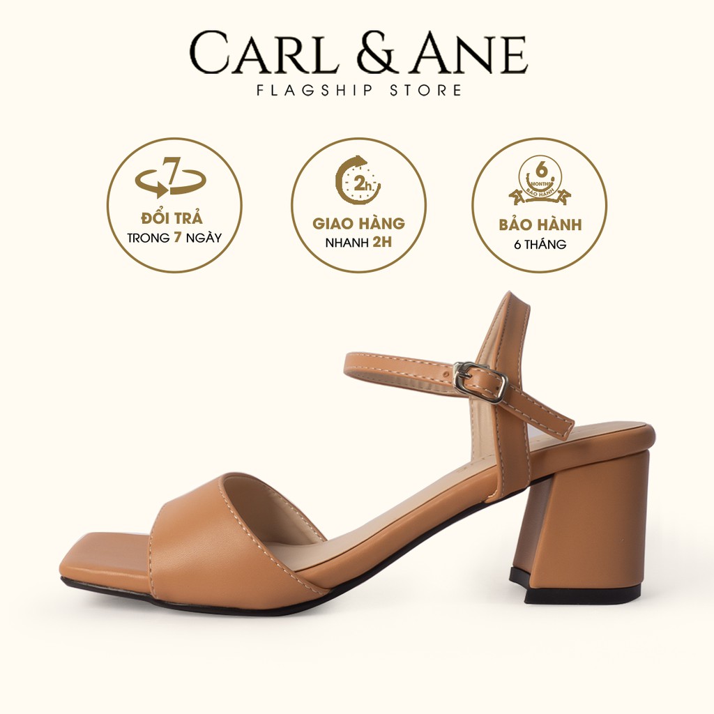Carl &amp; Ane - Giày sandal cao gót quai ngang phối dây cao 5cm màu bò _ CS010