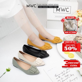 Giày Búp Bê Nữ Thời Trang MWC Mũi Nhọn Chất Liệu Da Cao Cấp Phối Khóa Cách Điệu Hiện Đại Nữ Tính NUBB- 2179