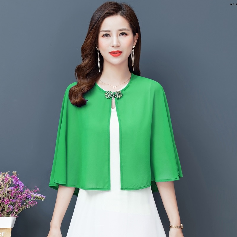 Áo Choàng Ngắn Vải Voan Màu Đen Dễ Phối Đồ Thời Trang Mùa Hè 2020 Cho Nữ