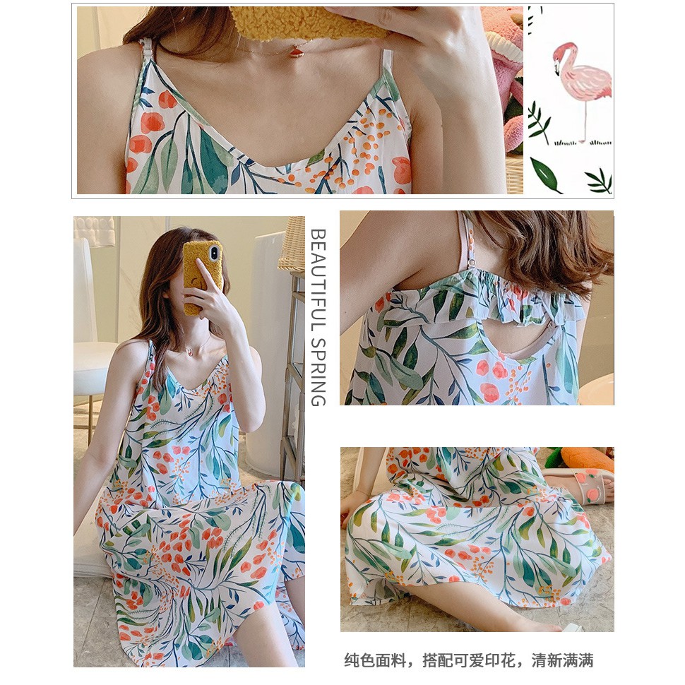 Váy lanh 2 dây mặc nhà QCCC đầm ngủ cotton lụa maxi dài tăng-đơ mát mẻ mùa hè bầu và sau sinh | BigBuy360 - bigbuy360.vn