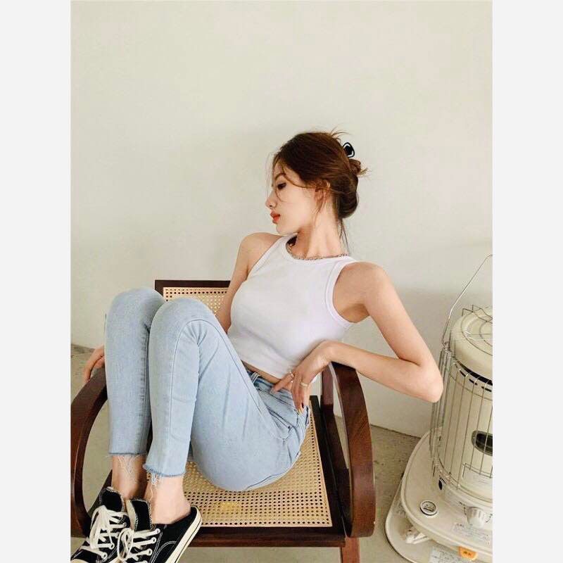 Áo ba lỗ croptop, áo sát nách ba lỗ ngược nữ thun gân A200