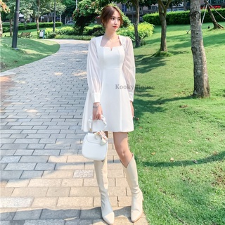 KOOKY HOUSE - HEBE DRESS - Đầm thiết kế dáng xòe phối tay voan lụa cao cấp