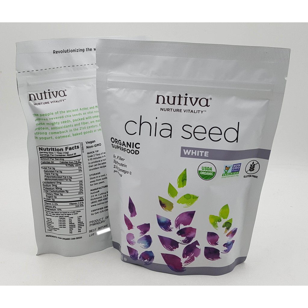 Hạt Chia Trắng Organic Nutiva Của Mỹ 340gr