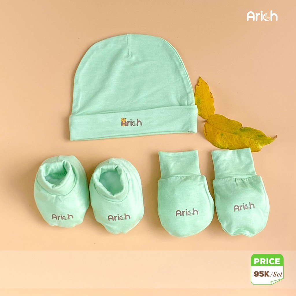 [Mã SKAMCLU8 giảm 10% cho đơn từ 100K] Phụ kiện Mũ , Set bao tay bao chân 0-9M SỢI TRE Arich