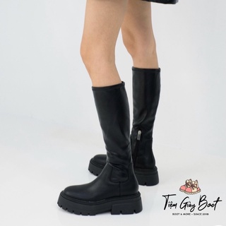 Boot gối da mềm kéo khoá cạnh mã kq107, bốt gối nữ da mềm - tiệm giày boot