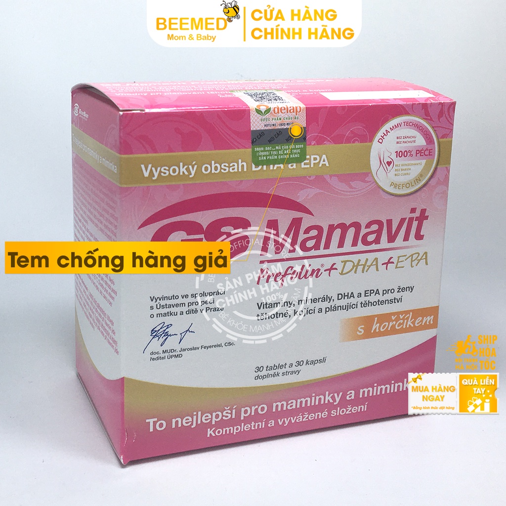 Vitamin tổng hợp cho bà bầu GS Mamavit Có DHA và EPA cho phụ nữ mang thai và cho con bú - Hộp 60 viên Gsmamavit