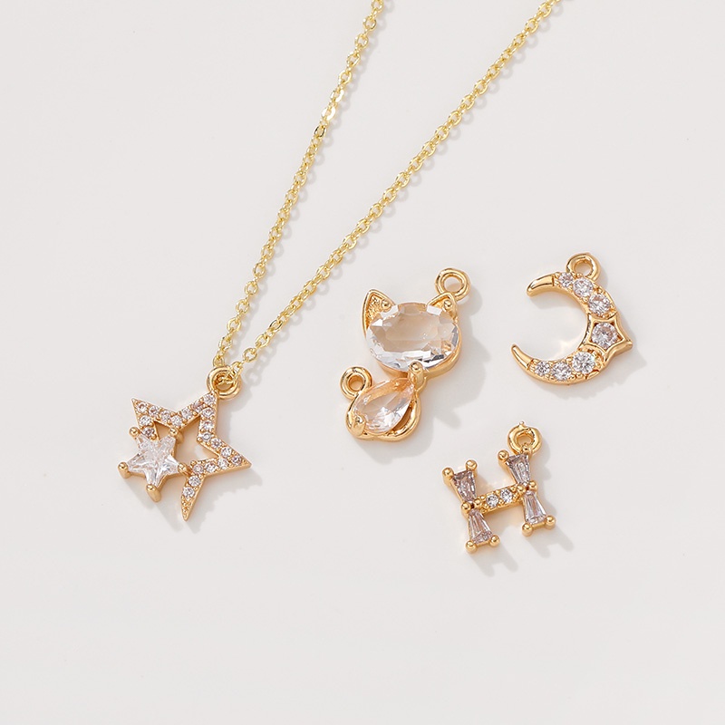 Mặt Dây Chuyền Mạ Vàng 18K Hình Mèo Đính Đá Zircon Nhiều Màu Sắc Sang Trọng diy