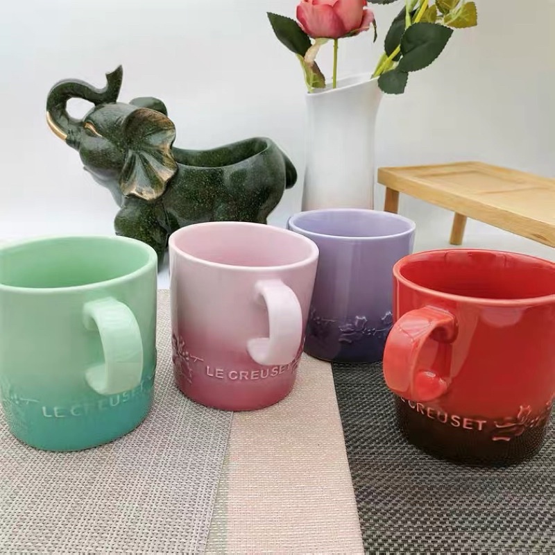 Cốc hoa nổi 350ml gốm sứ Le Creu China