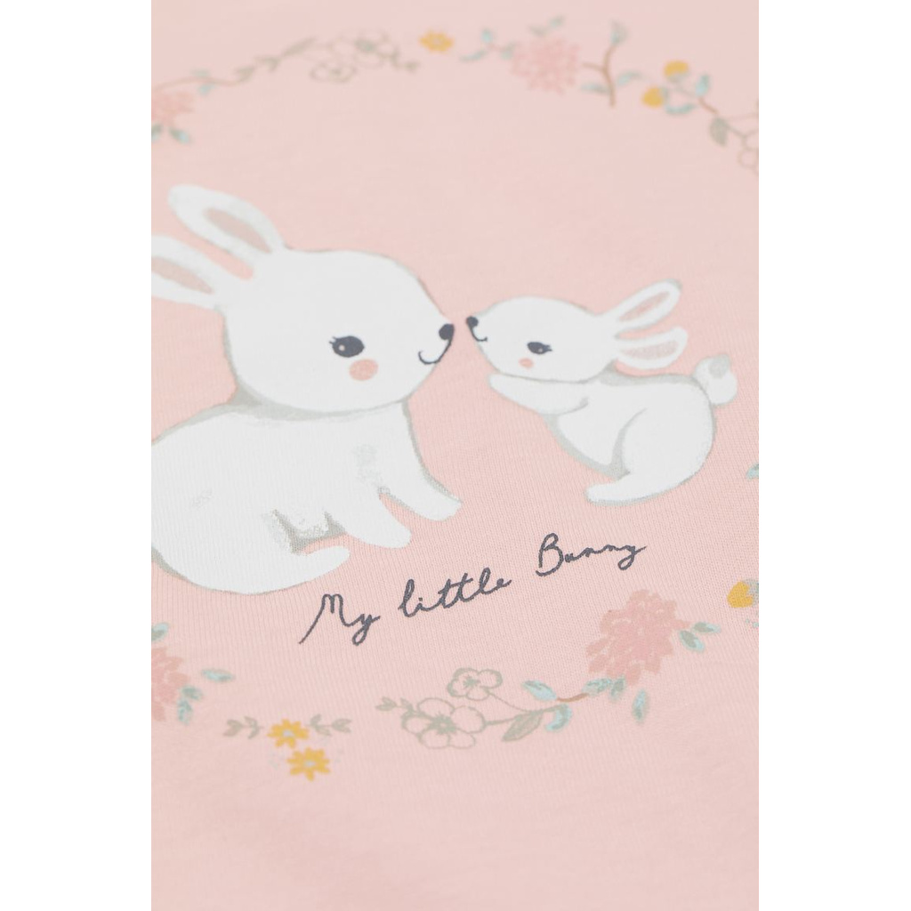 Set quần áo ngắn tay thỏ hồng HM H&M_hàng chính hãng authentic