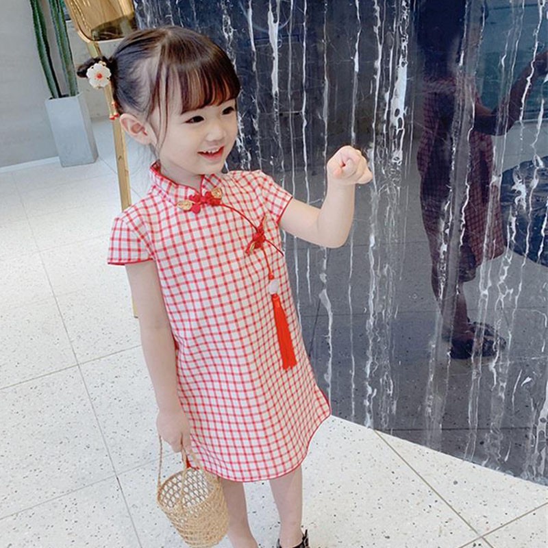 Đầm Sườn Xám Truyền Thống Trung Hoa In Họa Tiết Hoa Cho Bé Gái