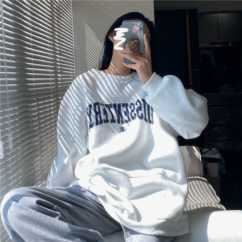 Áo Sweater Tay Dài In Chữ Tiếng Anh Kiểu Hàn Quốc Xinh Xắn Cho Nữ