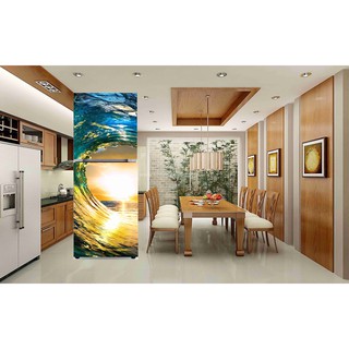Miếng dán tủ lạnh - decal dán tủ lạnh mẫu Sóng biển siêu đẹp - đầy đủ kích thước siêu bền đẹp