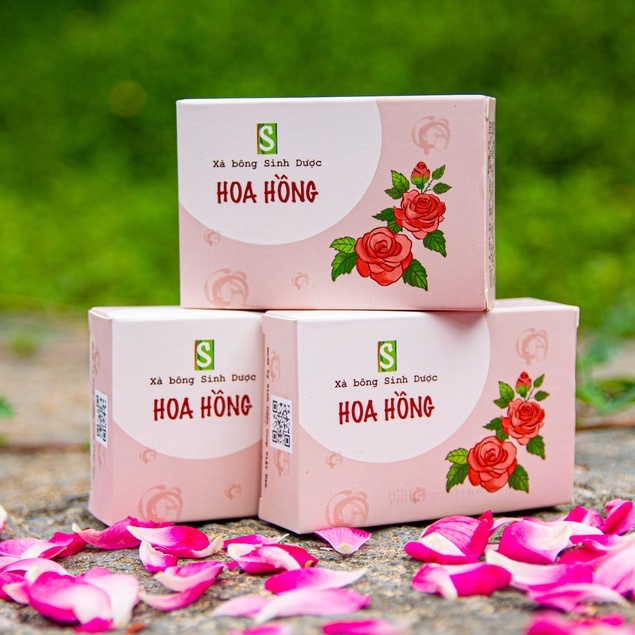 Xà bông sinh dược hoa hồng chiết xuất 100% thiên nhiên dùng rửa mặt, rửa tay, dưỡng mềm da, thư giãn
