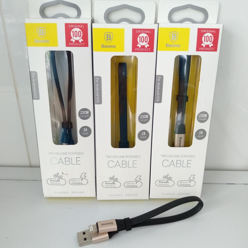 Dây Sạc Iphone💝CAO CẤP💝Cáp Sạc Baseus Lightning Portable 23cm (2A, Sạc nhanh, Siêu ngắn, Siêu bền) Hỗ Trợ Truyền Dữ Liệu