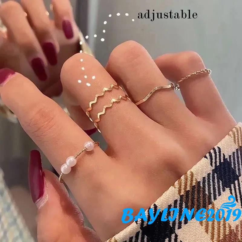 Set Nhẫn Đeo Ngón Tay Thiết Kế Đơn Giản Thời Trang Dành Cho Nữ