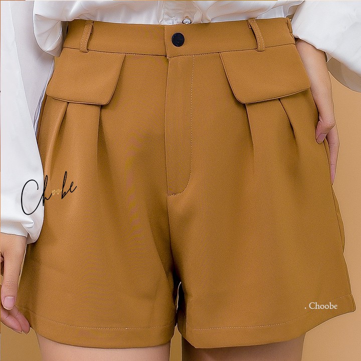 Quần short nữ Choobe túi nặp gập cạp cao shorts vải cao cấp phong cách - Q20 | BigBuy360 - bigbuy360.vn