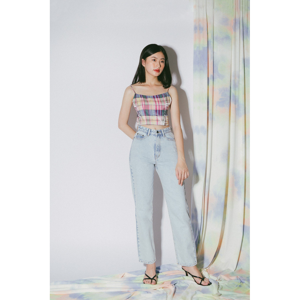LIBÉ - Quần jeans dài màu xanh dương nhạt