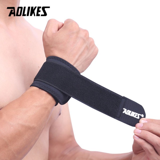 Đổ sỉ - Aolikes A 7936 (1 cái) đai cuốn cổ tay chắc chắn, bảo vệ cổ tay chuyên gym, chính hãng