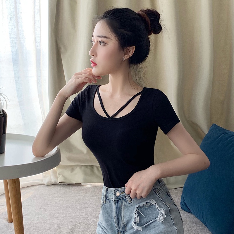 Áo Thun nữ Kiểu Tay ngắn Bigsize dễ thương,áo kiểu xẹc xy 2 dây chéo mã a26