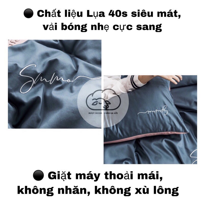 Chăn Ga Gối Đệm ❤️ lụa sumoi decor phòng ngủ cotton lụa màu hồng dùng được hai mặt tặng kèm vỏ gối ôm Mượt Decor