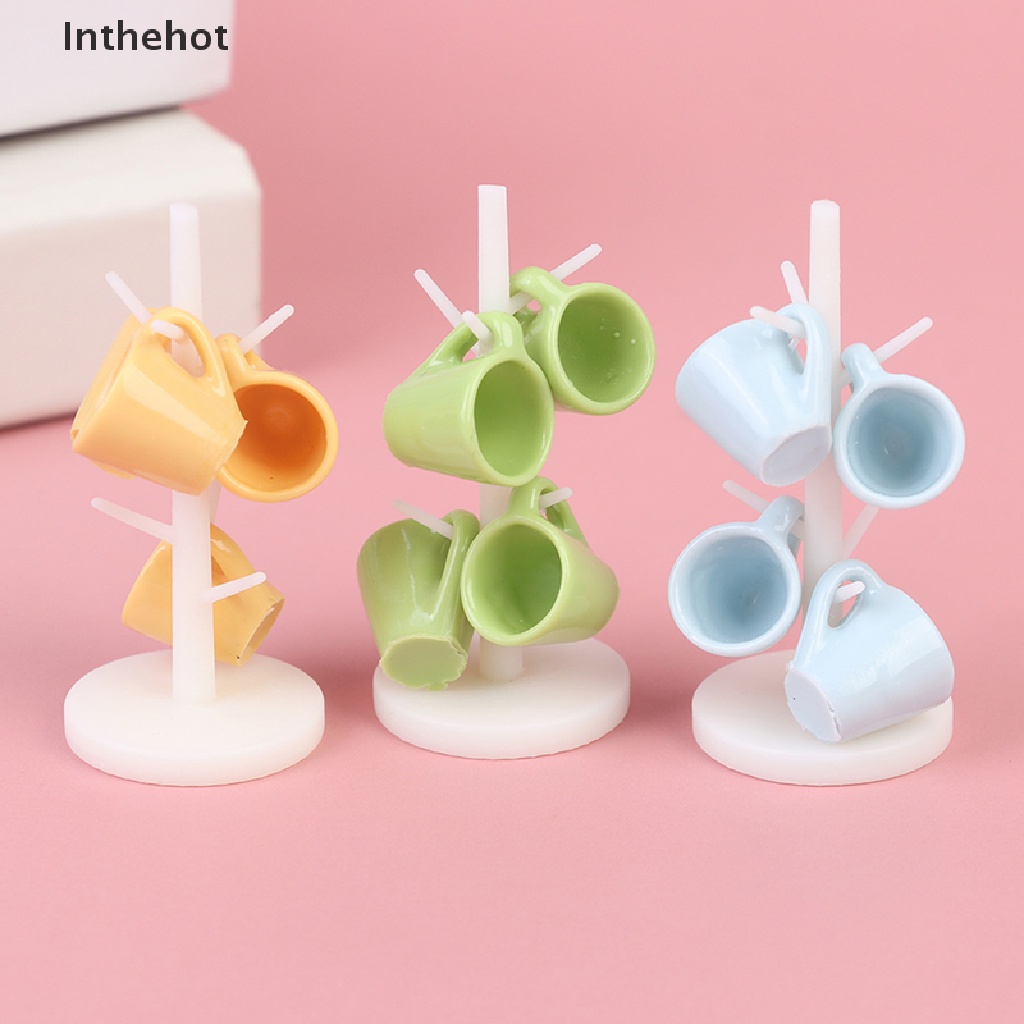 Ly nhựa kèm giá đỡ mini trang trí nội thất nhà búp bê