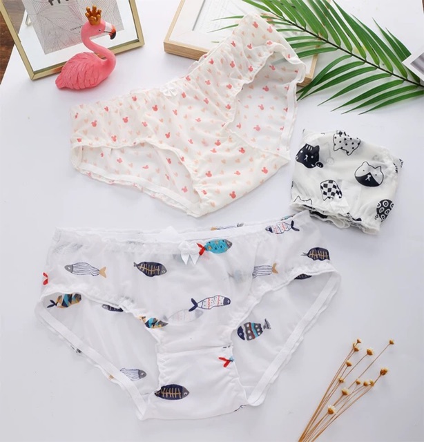 Quần Lót Lưới Siêu Thoáng Họa Tiết Dễ Thương P186