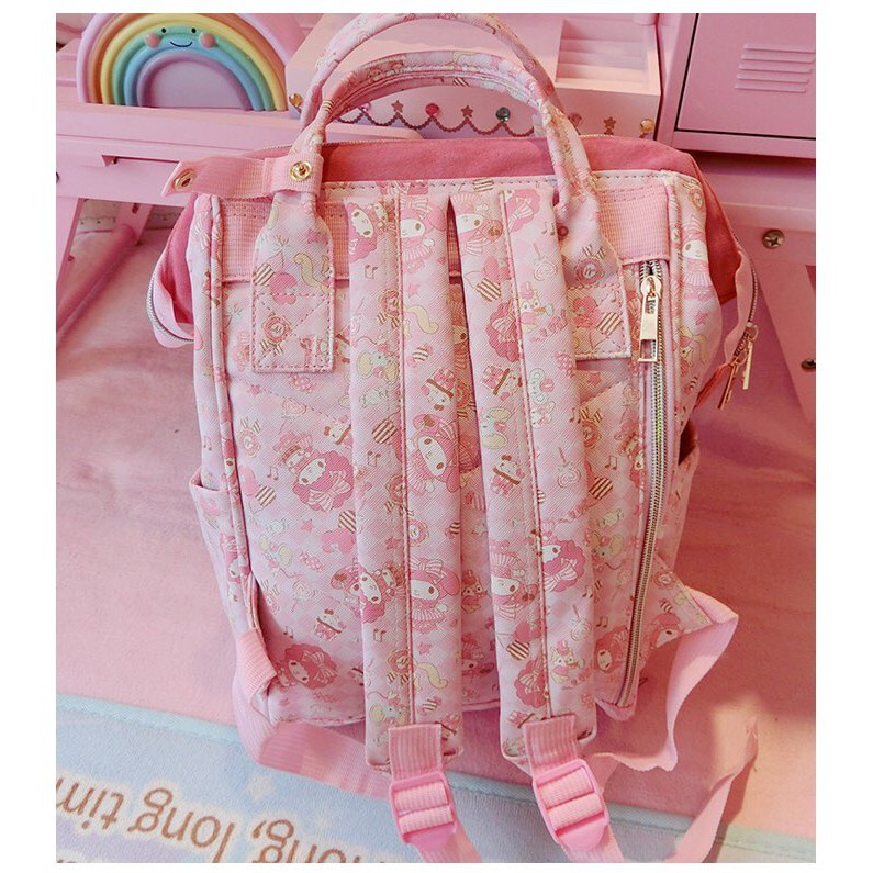 Merlot Kitty ba lô màu hồng không thấm nước Hàn Quốc, balo trẻ em