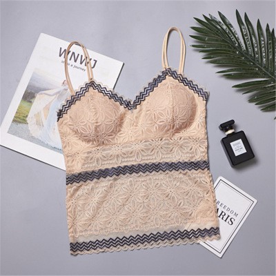 [Mã FASHIONT4WA2 giảm 10K đơn 50K] Áo ren dáng dài viền đen xinh (có đệm mút) | BigBuy360 - bigbuy360.vn