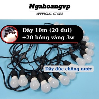 Dây đèn trang trí ngoài trời 5m-10 bóng, Sử dụng bóng 3w - Ánh sáng vàng