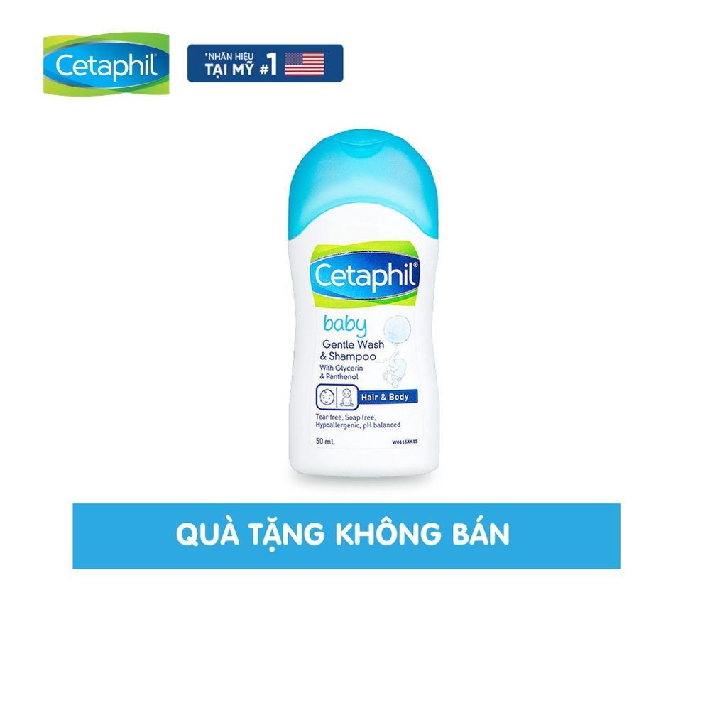 [mẫu thử chính hãng] Sữa Tắm Gội Dịu Nhẹ Cho Bé Baby Gentle Wash &amp; Shampoo Cetaphil 50ml
