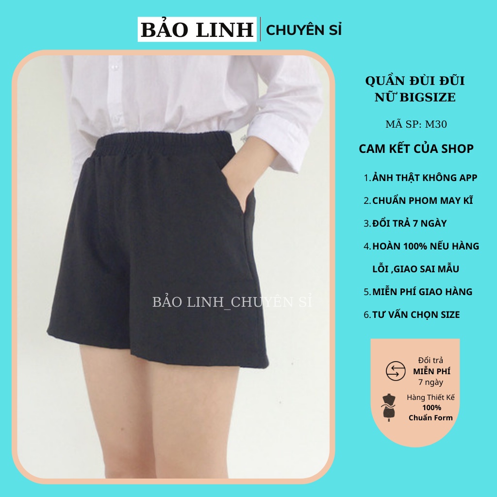 Quần Đùi Nữ Bảo Linh Cạp Chun Bigsize Dáng Short Kiểu Basic Trơn Thể Thao Mặc Nhà Đi Biển | BigBuy360 - bigbuy360.vn