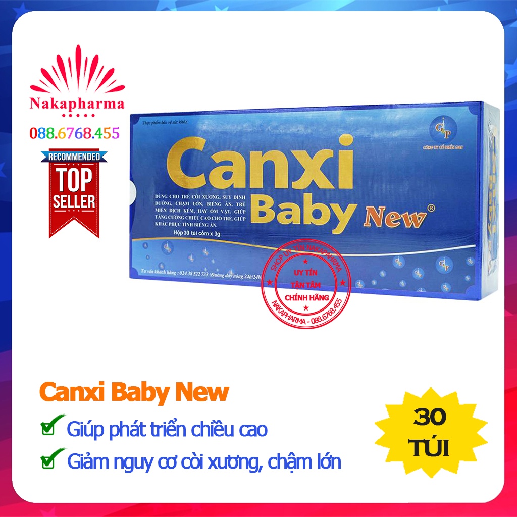 Cốm Canxi Baby New G&P – Dành cho bé còi xương, chậm lớn, biếng ăn, hay ốm vặt, bổ sung canxi tối ưu Canxibaby Calci GP