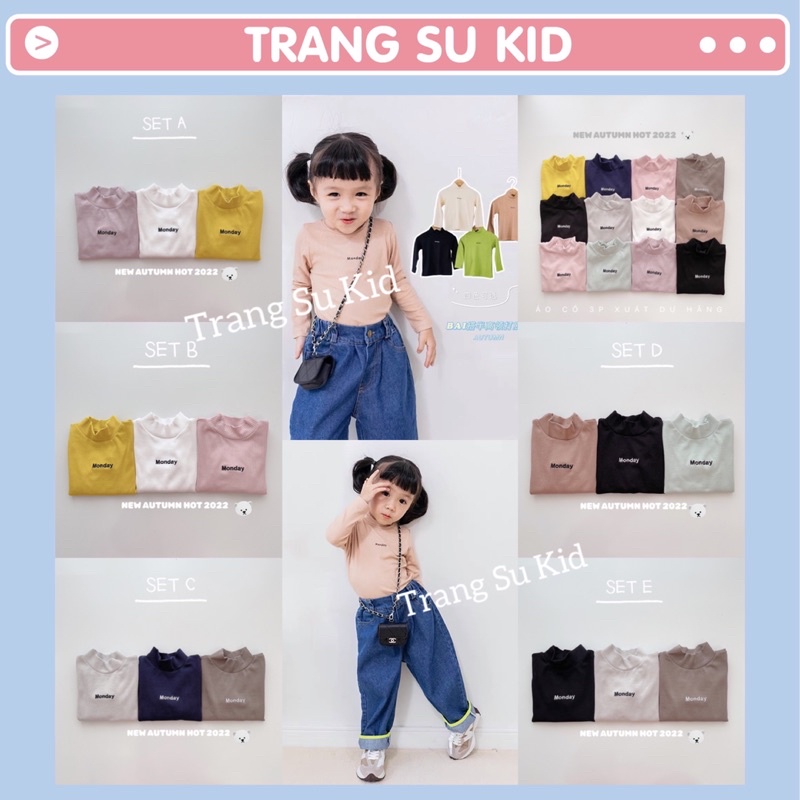 (XẢ KHO) COMBO 3 ÁO GIỮ NHIỆT CỔ 3 PHÂN CHO BÉ TRAI, BÉ GÁI.