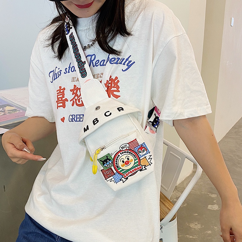 Túi Đeo Chéo Vai Vải Canvas In Họa Tiết Hoạt Hình Thời Trang Cho Nữ